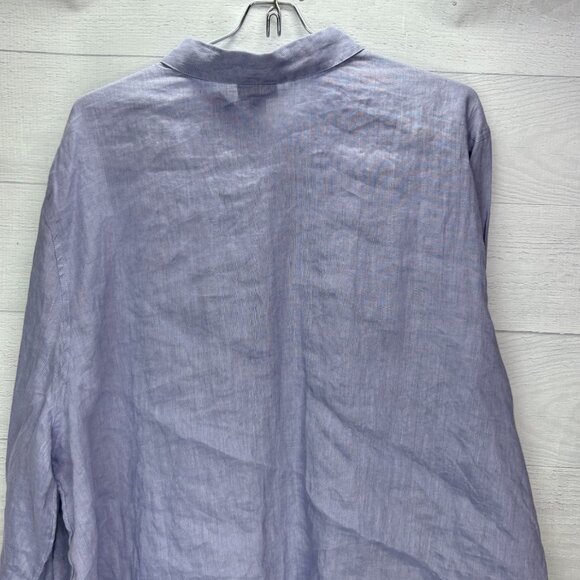 J. Jill 100% Linen Button Front Shirt Womens XL Blue Tunic Long Sleeve Top - Picture 8 of 13